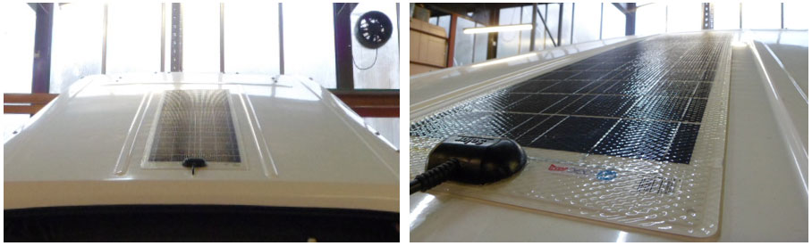 Campervan roof fitted with a solar panel
